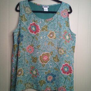 Lucia Blouse 18 Sleeveless Floral Green Blue Red